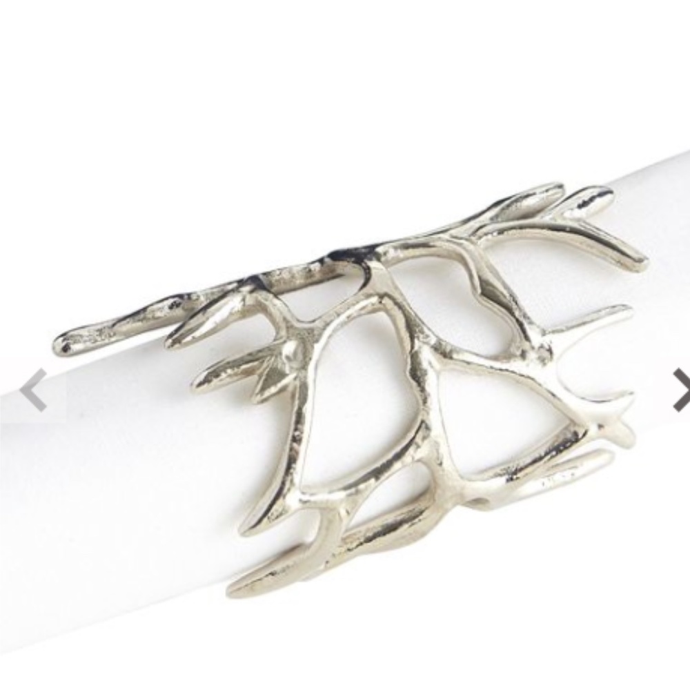 Set of 6 Silver Coral Branch Napkin Holders - New